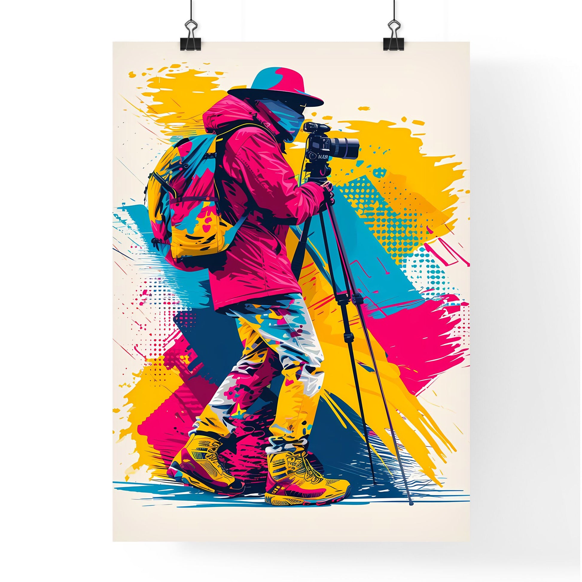 Videographer filming - Art print of a person with a camera on a tripod Default Title