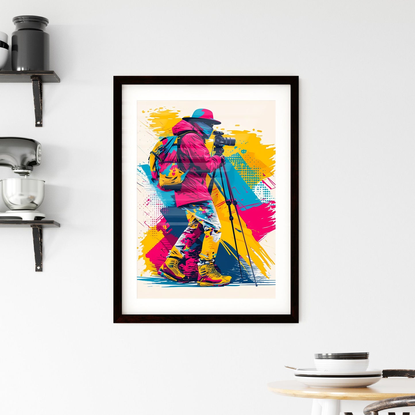 Videographer filming - Art print of a person with a camera on a tripod Default Title