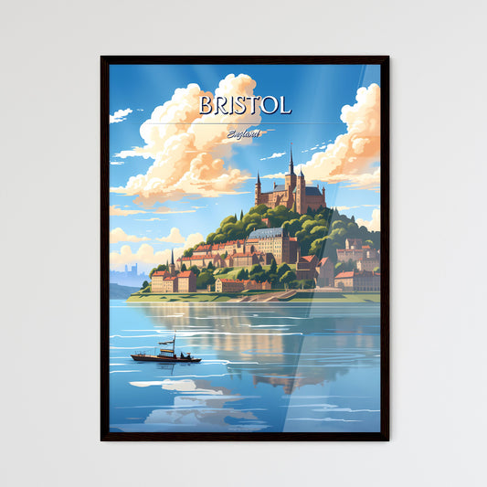 Bristol, England - Art print of a castle on a hill with a boat in the water Framed Art