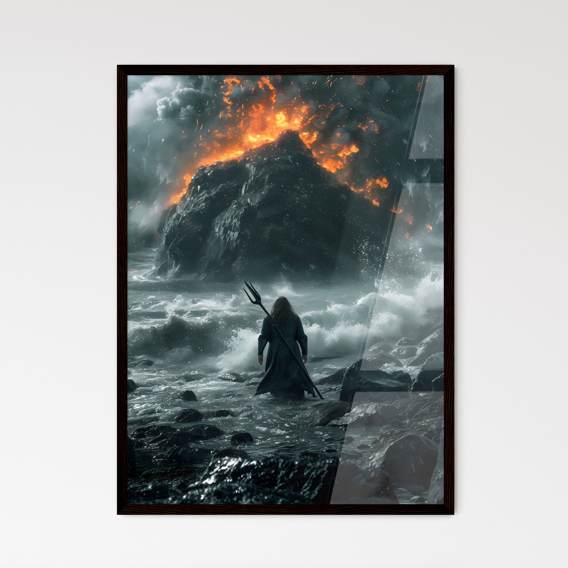 Movie poster Moses hoisting a magic staff ab - Framed Art Print