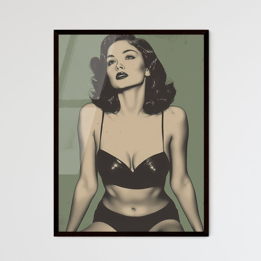 Side profile, illustrative, large outlines, beautiful pin up girl - Art print of a woman in a garment Default Title