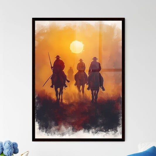 Watercolor of the contrast between the earthly army of the Syrians and the heavenly army of God, on a white background - Art print of a group of men riding horses Default Title