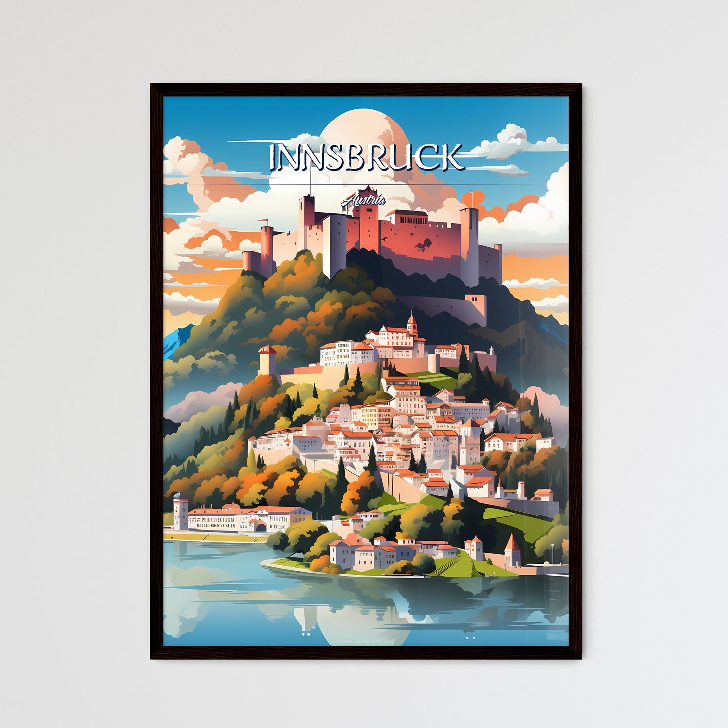Innsbruck, Austria - Art print of a castle on a hill Framed Art