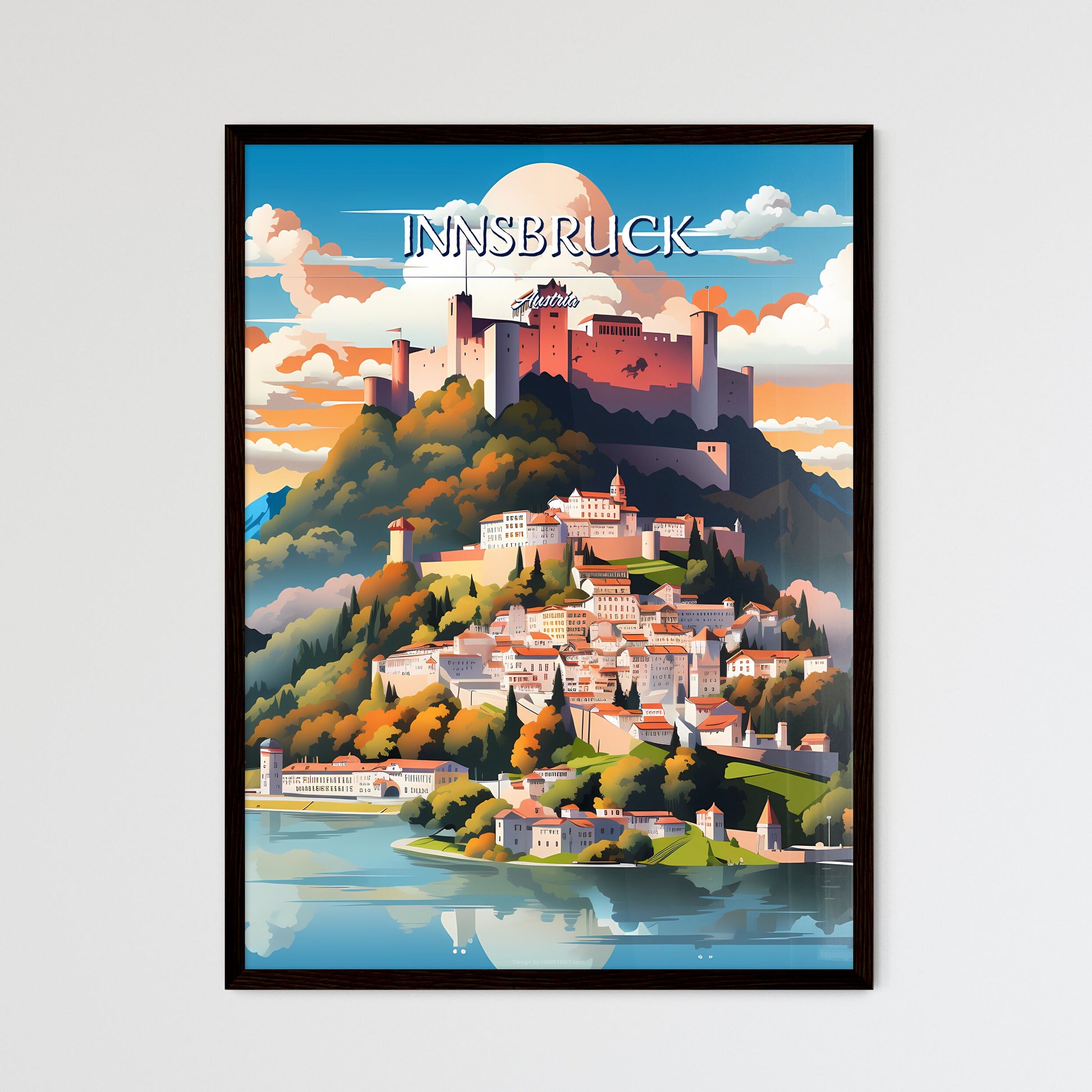 Innsbruck, Austria - Art print of a castle on a hill Framed Art