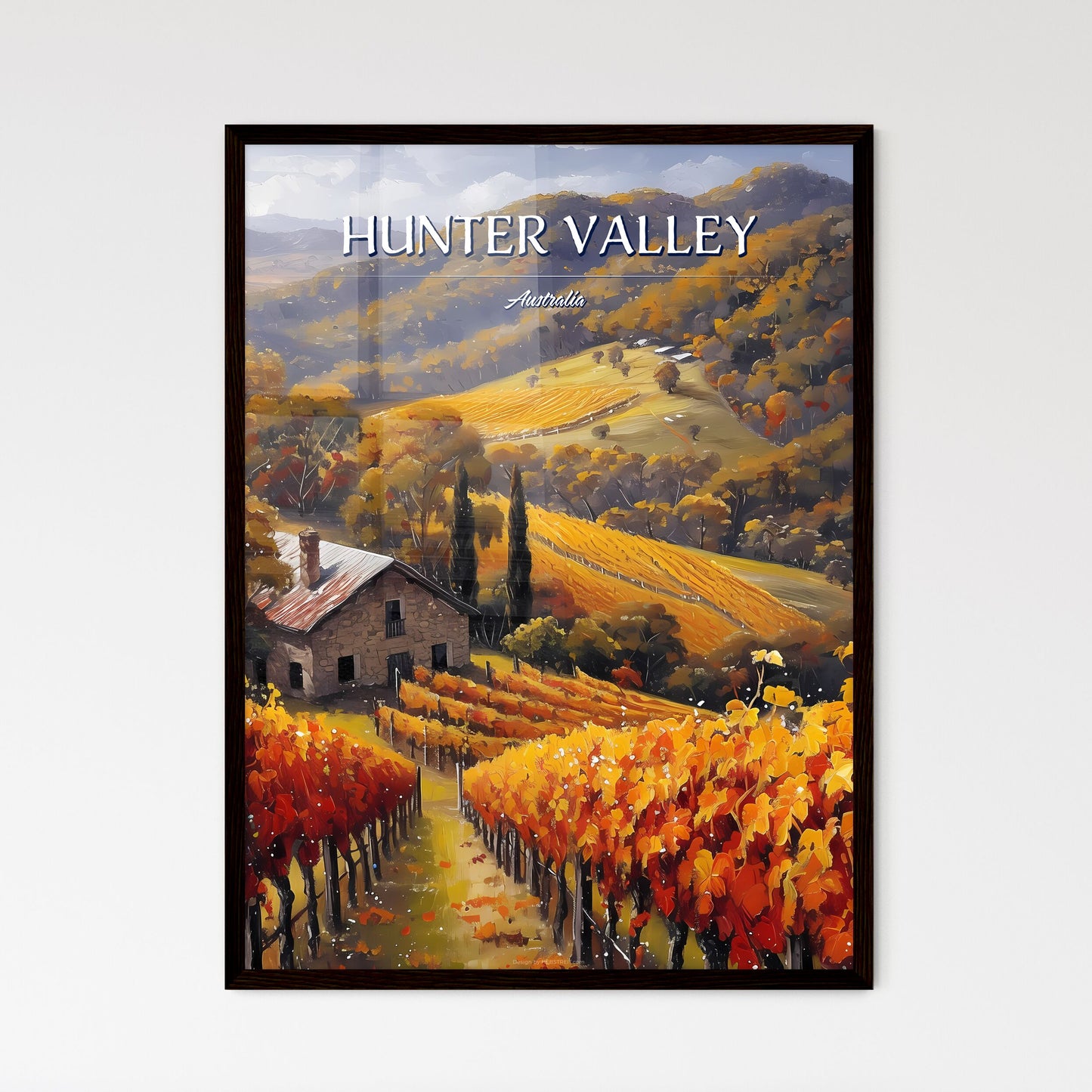 Hunter Valley, Australia - Art print of a house in a vineyard Default Title
