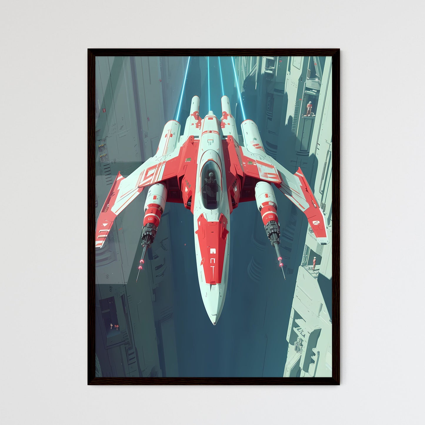 One illustration shows a ski race in the sno - Framed Art Print