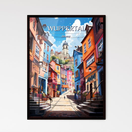 Wuppertal, Germany - Art print of a colorful street with stairs and buildings Default Title