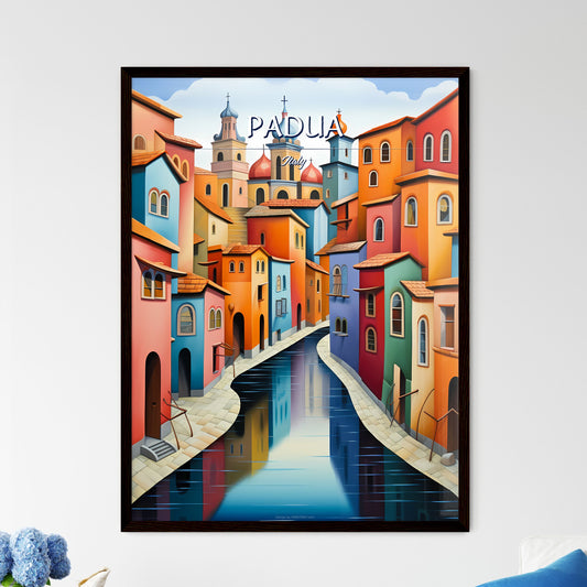 Padua, Italy - Art print of a colorful city with a river with Burano in the background Framed Art