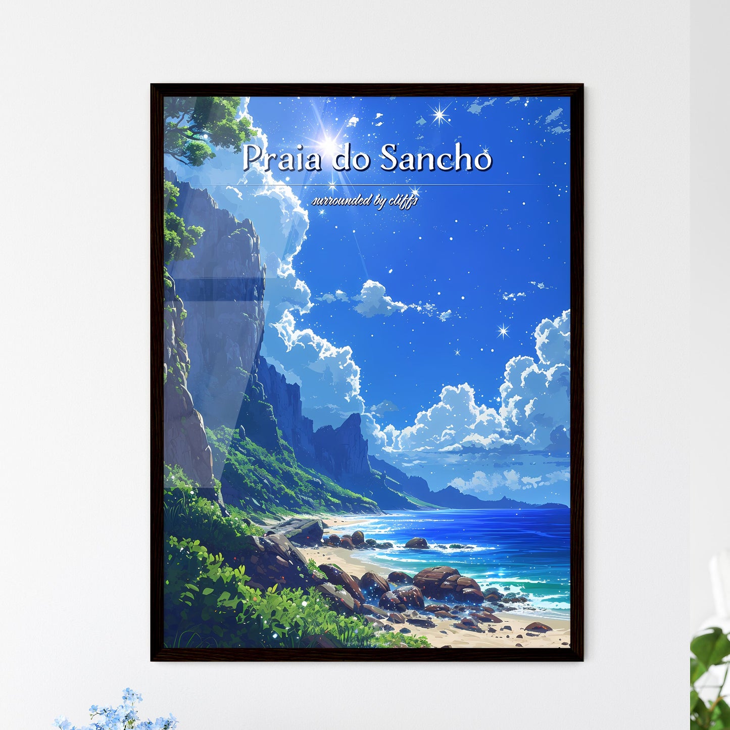 Praia do Sancho Beach - Art print of a beach - Framed Art Print