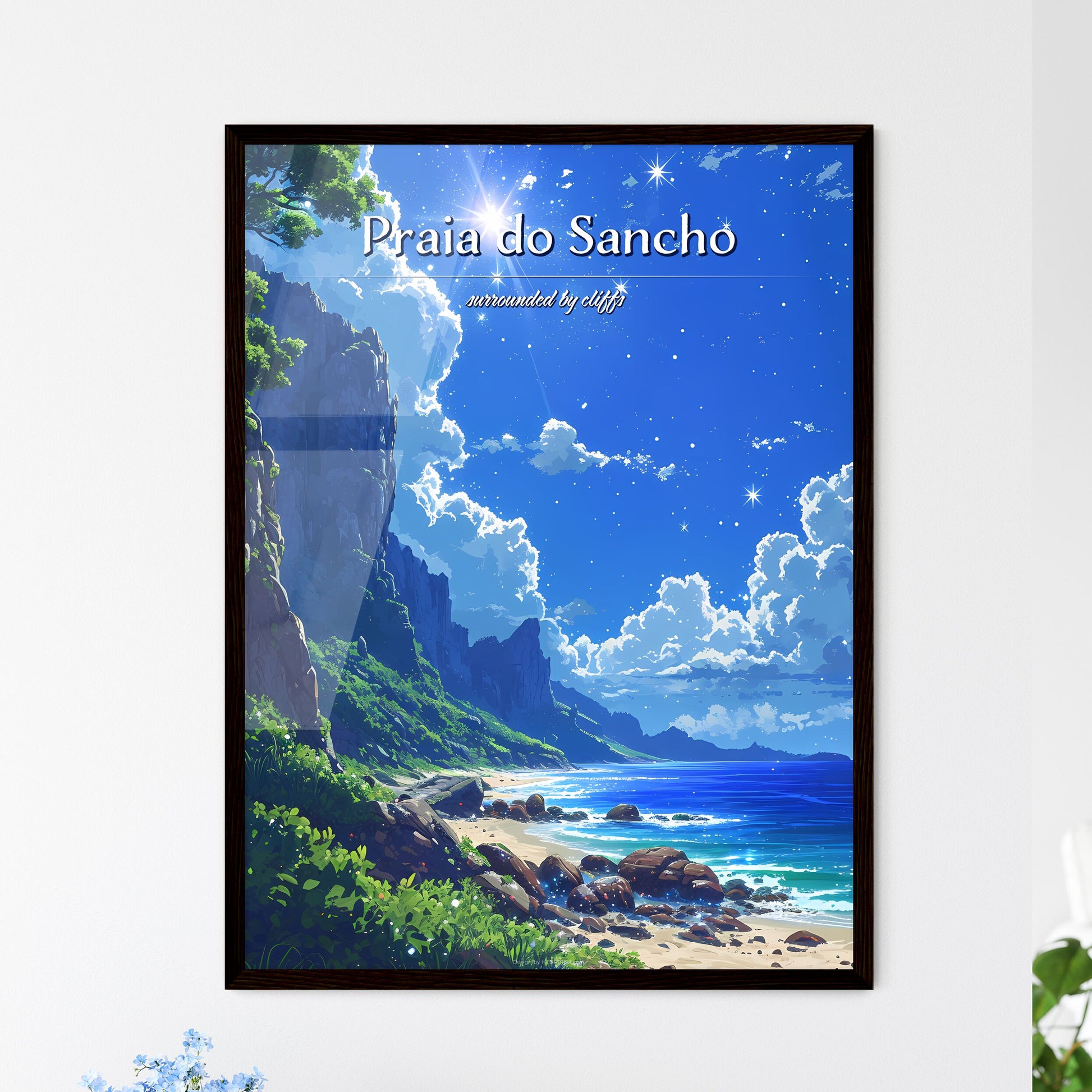 Praia do Sancho Beach - Art print of a beach - Framed Art Print