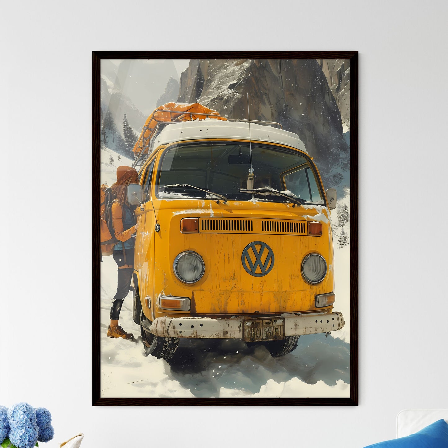 A TRENDY young person records voice - Art pr - Framed Art Print