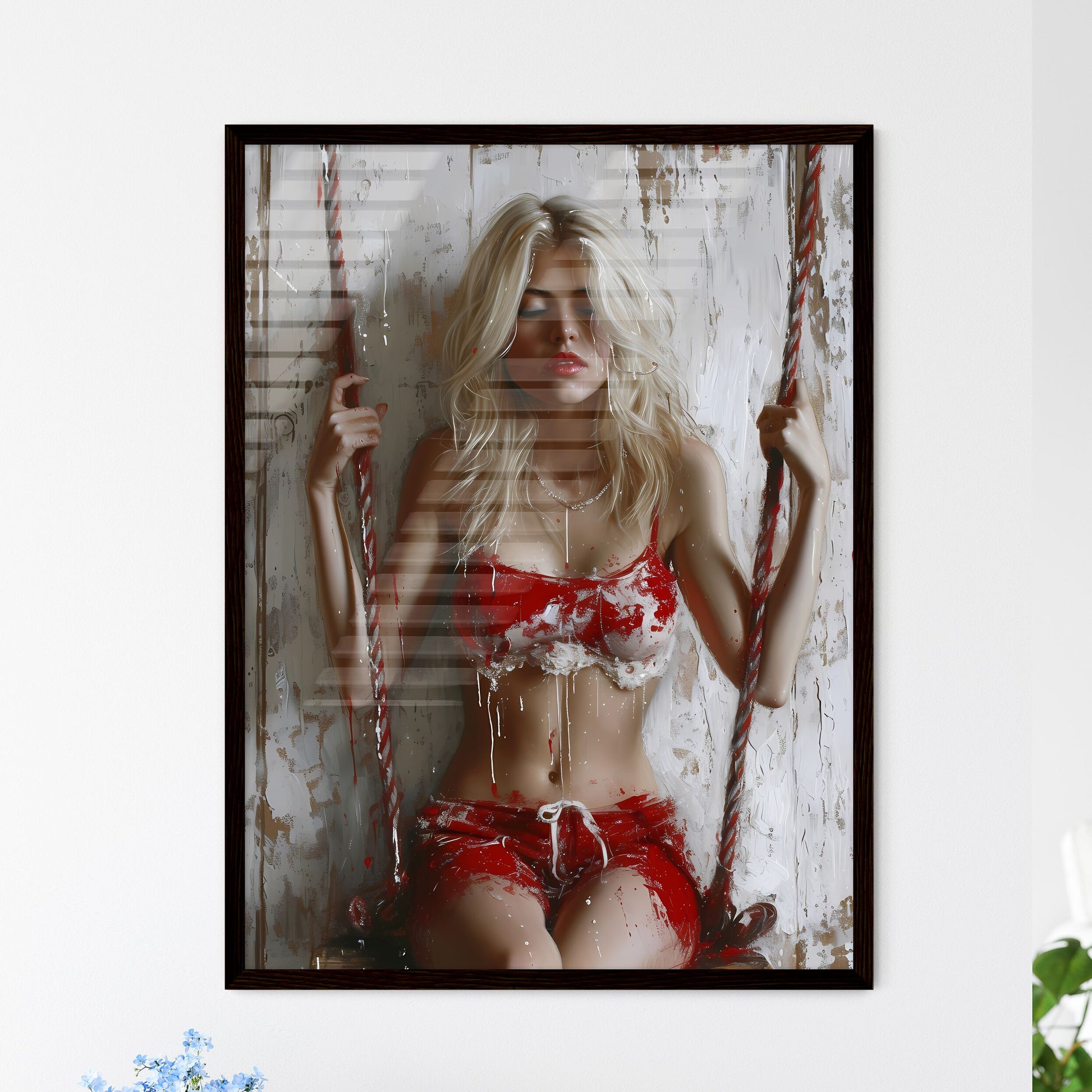 Gogo girl hyper realism style - Framed Art Print