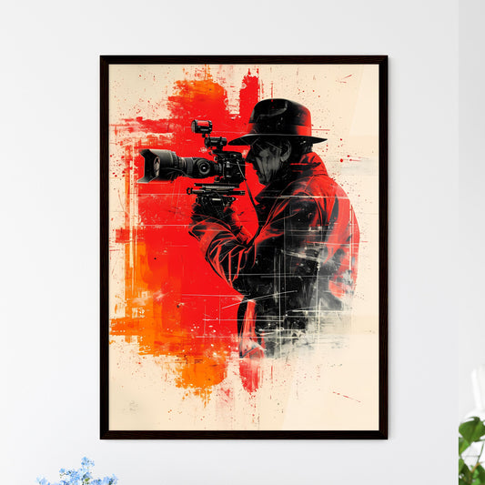 Videographer filming - Art print of a man holding a camera Default Title