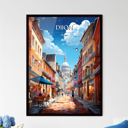 Dijon, France - Art print of a beach with rocks and a body of water and a bright star Framed Art