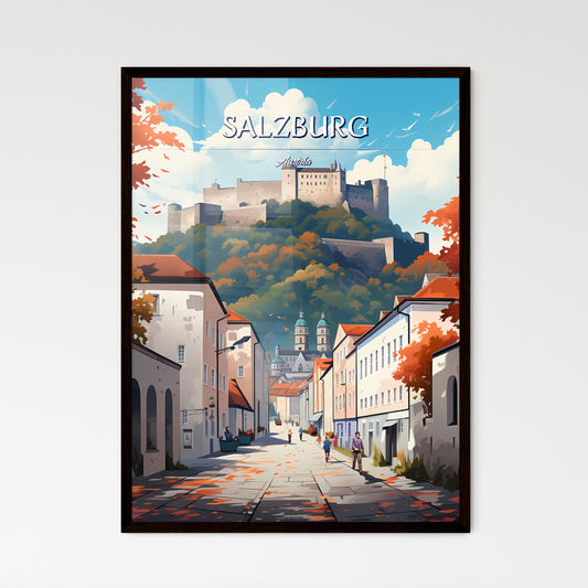 Salzburg, Austria - Art print of a large body of water with a small island in the middle Framed Art