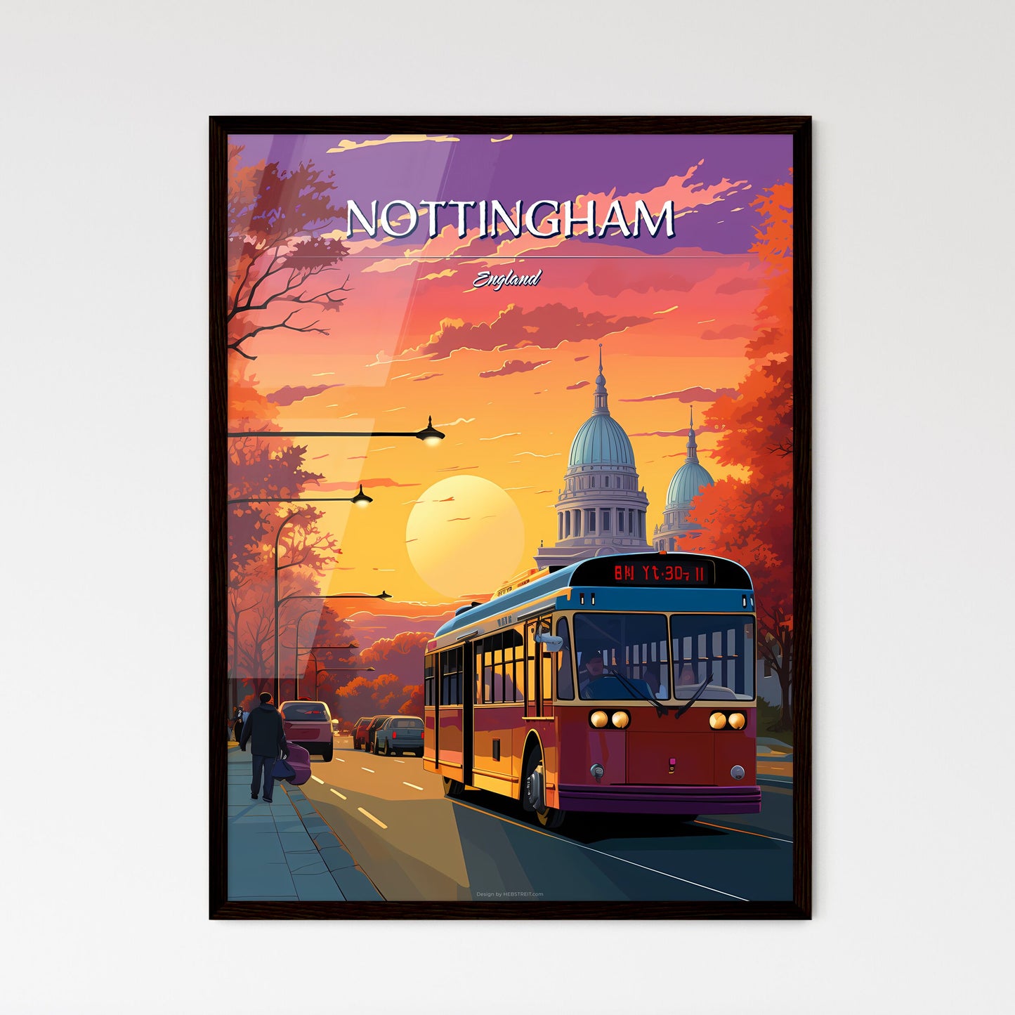 Nottingham, England - Art print of a table and chairs on a balcony overlooking a city Framed Art
