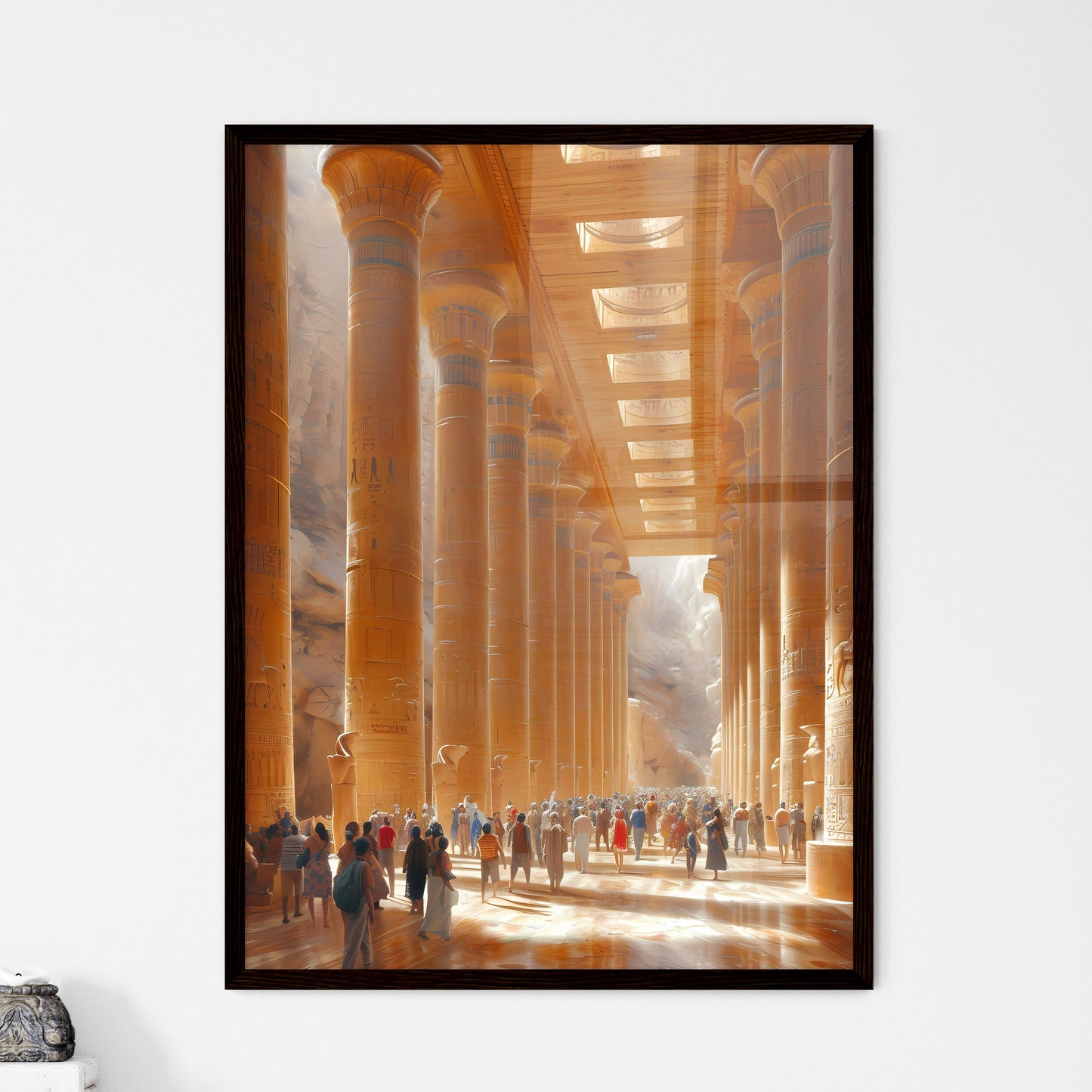 Ancient Israelites at the old ancient prehistoric temple of Solomon - Art print of a woman in a blue garment Framed Art