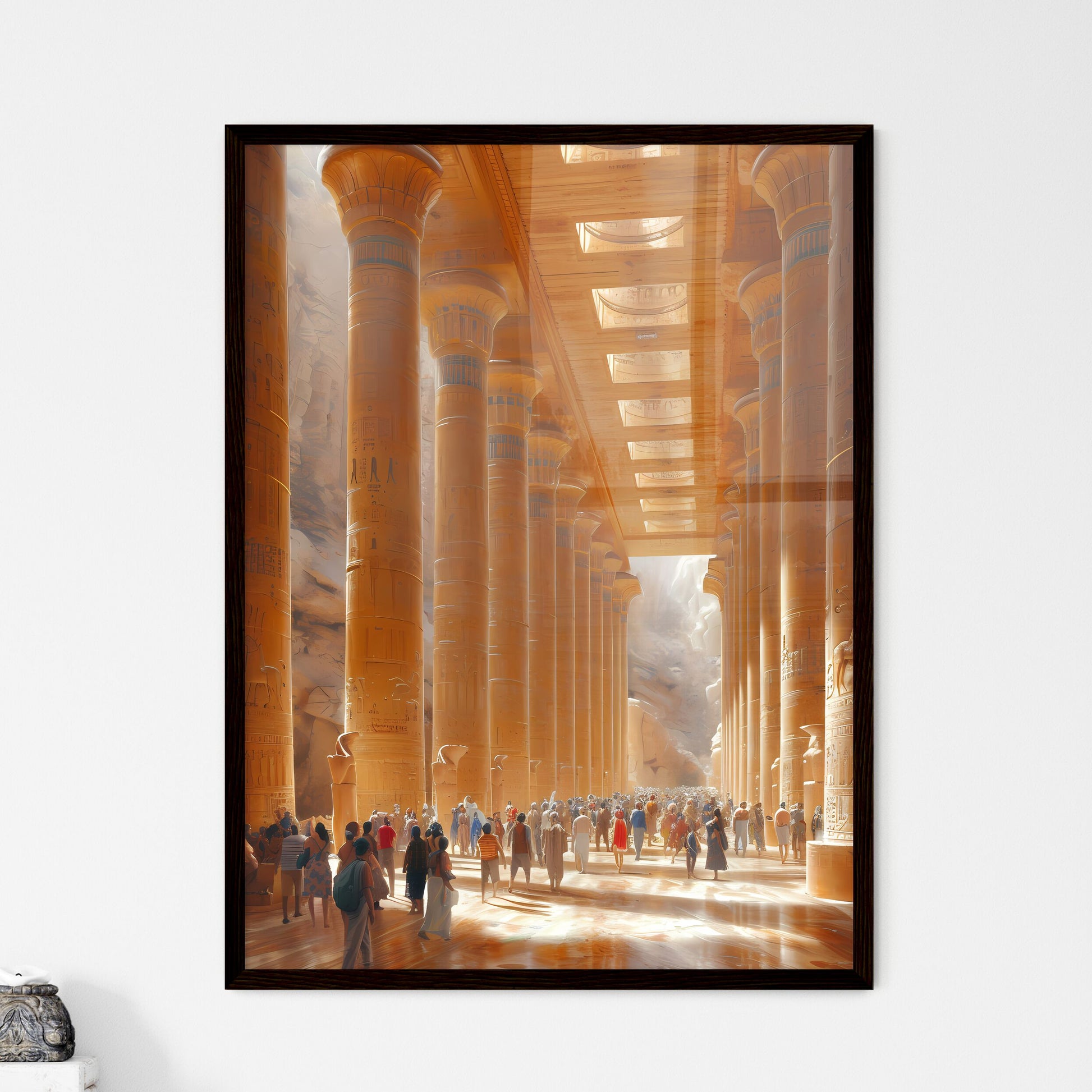 Ancient Israelites at the old ancient prehistoric temple of Solomon - Art print of a woman in a blue garment Framed Art