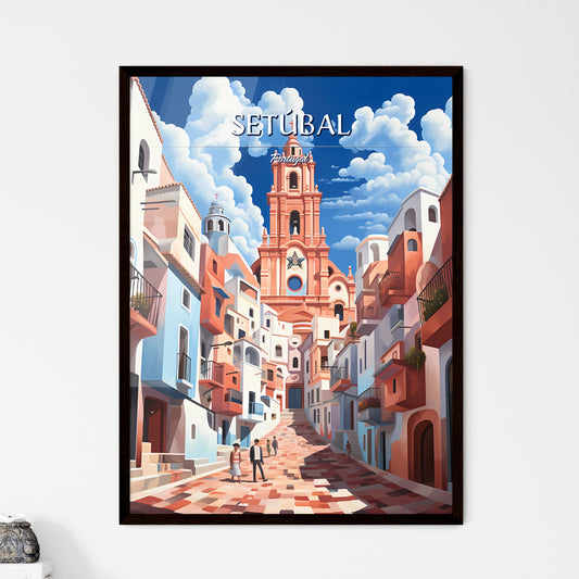Setúbal, Portugal - Art print of a train on the street Framed Art