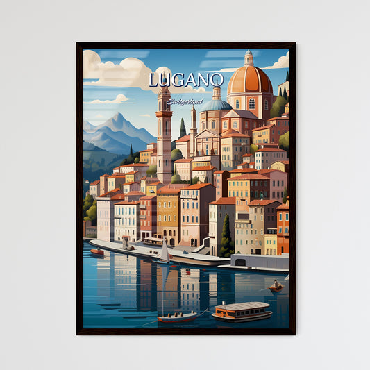 Lugano, Switzerland - Art print of a woman holding a cup of popcorn Framed Art