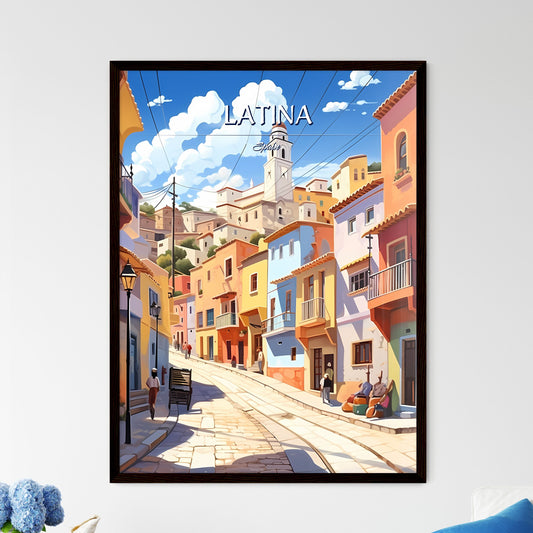 Latina, Spain - Art print of a city with mountains in the background Framed Art