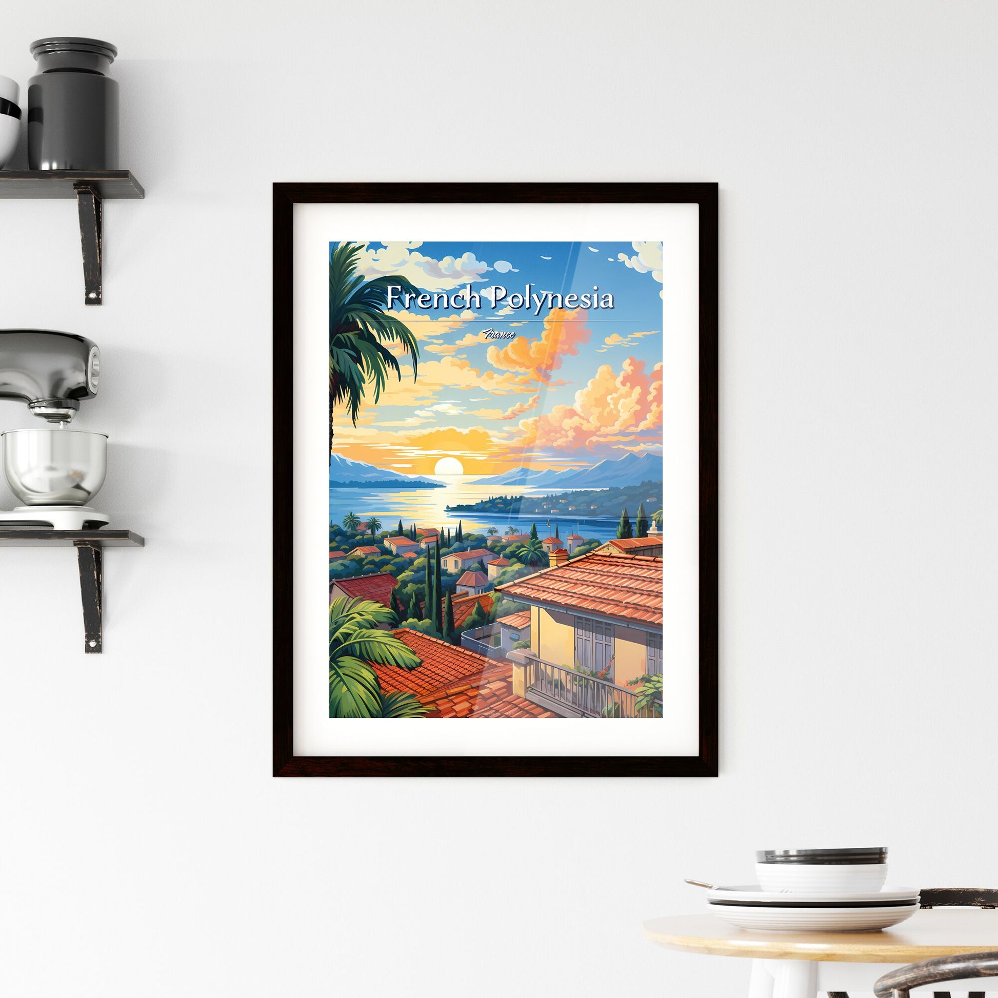 On the roofs of French Polynesia, France - Art print of a city street with cars and buildings Default Title