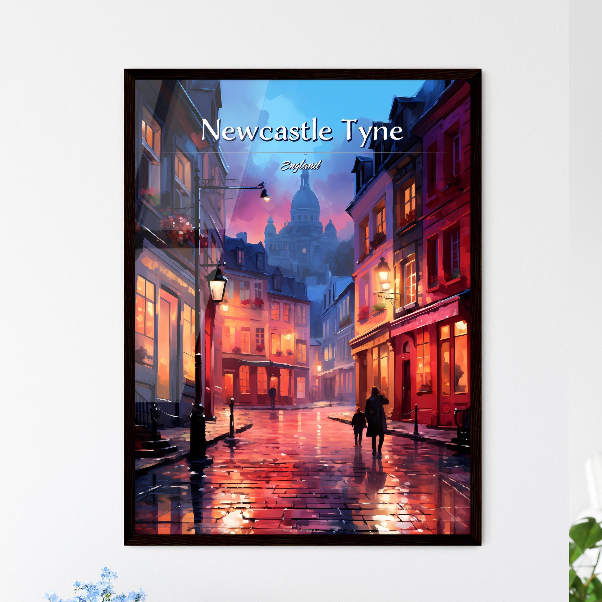 Newcastle upon Tyne, England - Art print of a woman with long hair wearing a green garment Framed Art