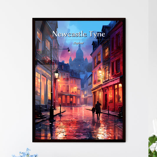 Newcastle upon Tyne, England - Art print of a woman with long hair wearing a green garment Framed Art