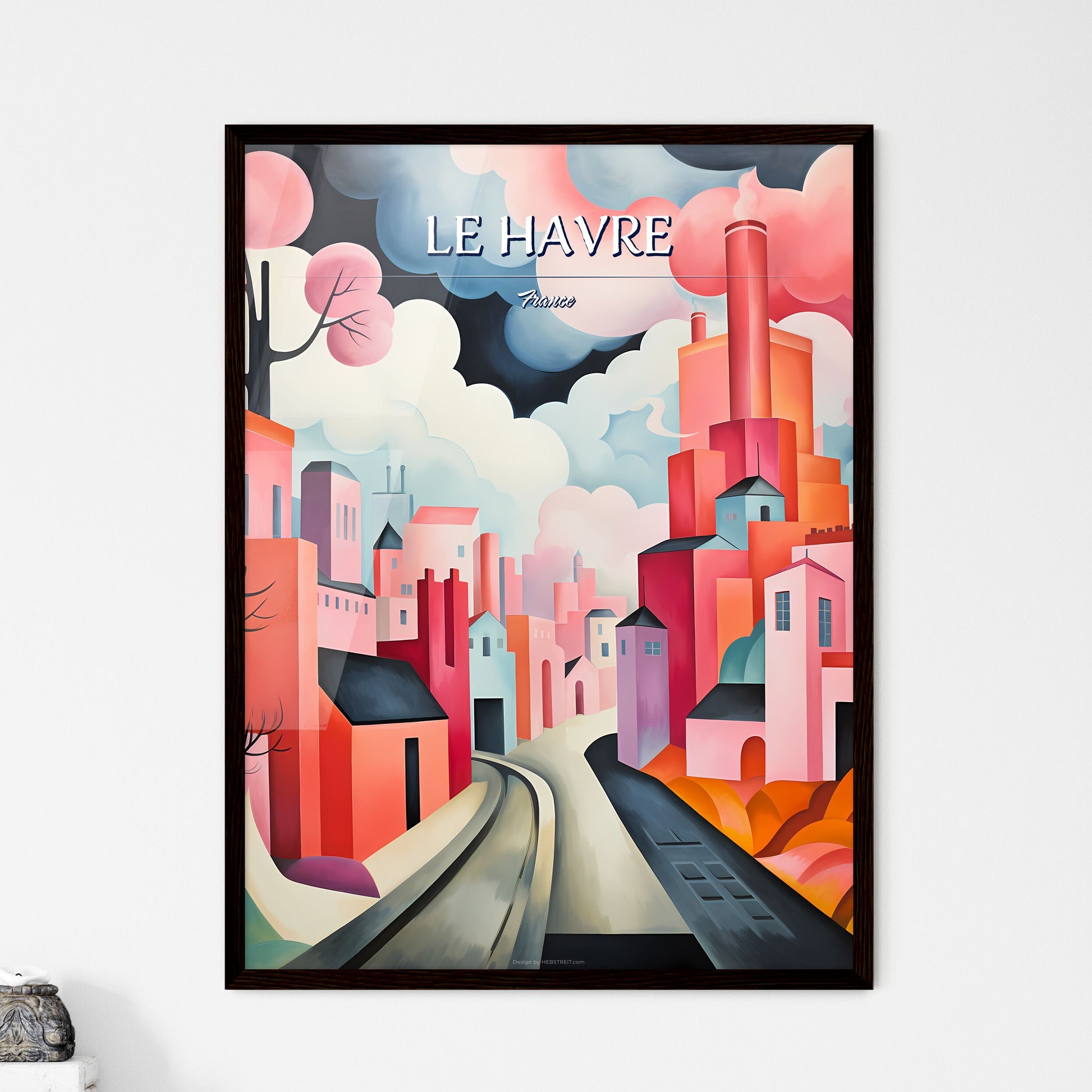 Le Havre, France - Art print of a large crowd of people at a concert Framed Art