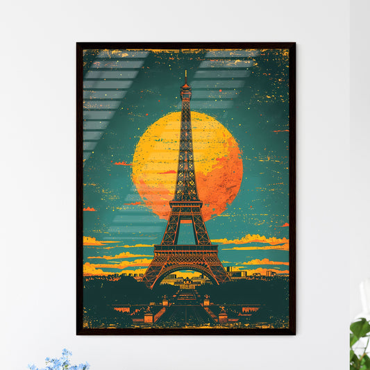 A travel poster of the eiffel tower - Art print of a red van in a desert with cacti and mountains in the background Framed Art