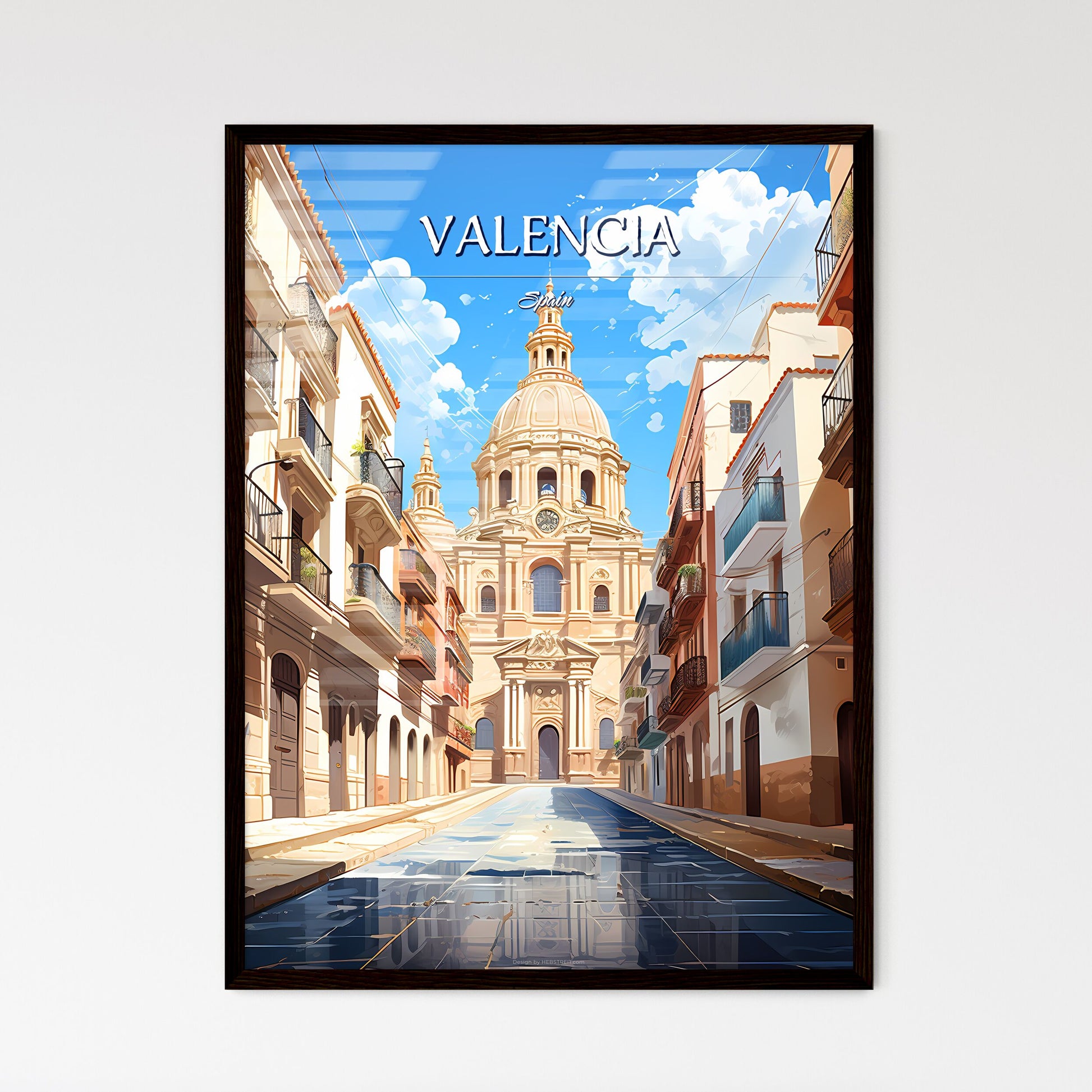 Valencia, Spain - Art print of a black and white liquid with gold streaks Framed Art