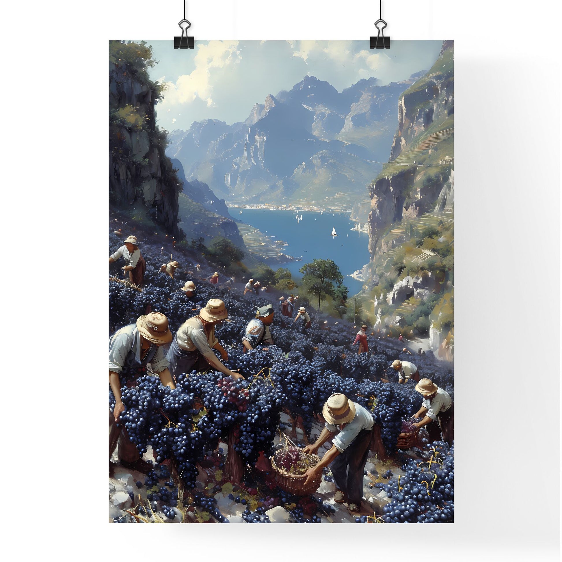 A picture of a Sicilian vineyard - Art print of a colorful waves with dots Default Title