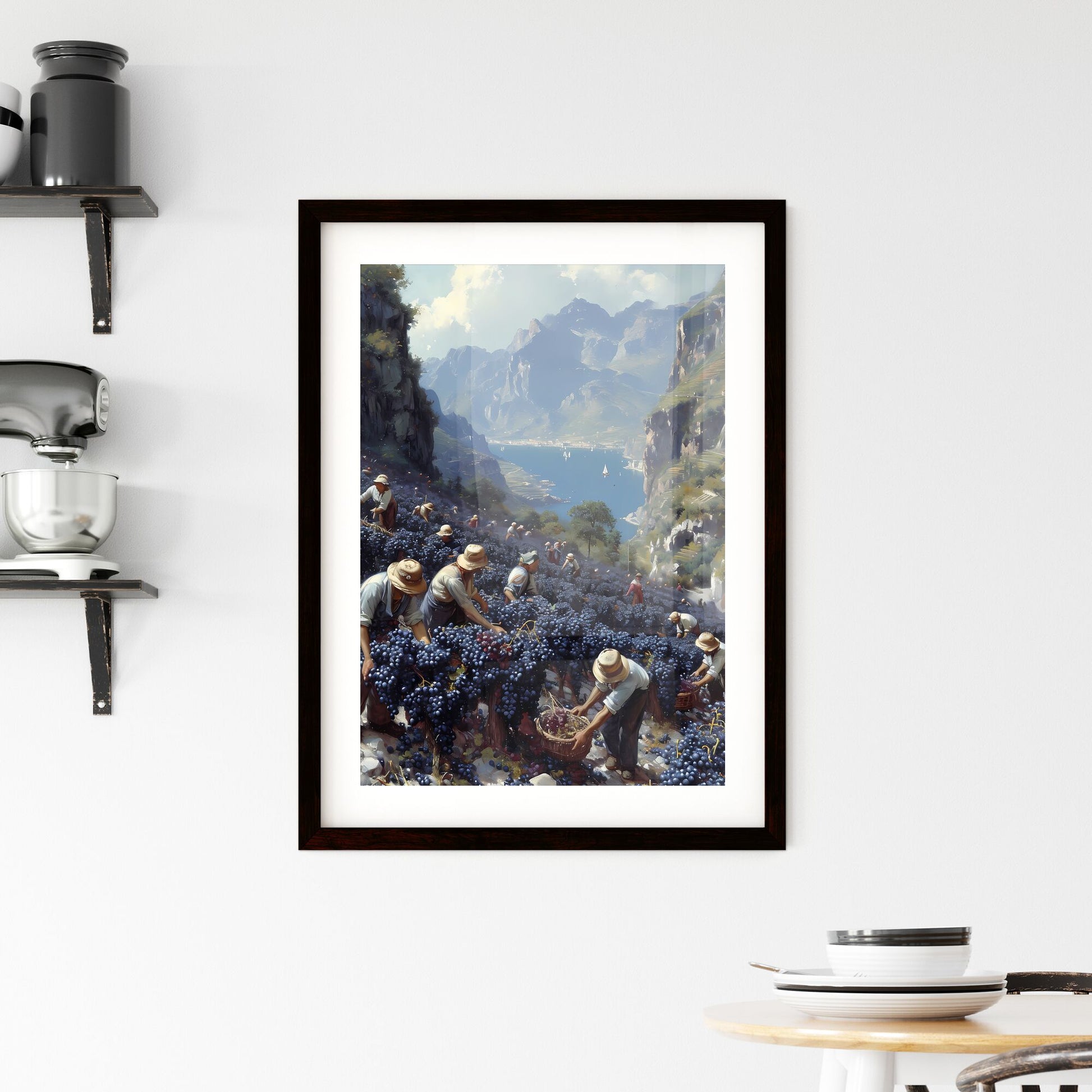 A picture of a Sicilian vineyard - Art print of a colorful waves with dots Default Title