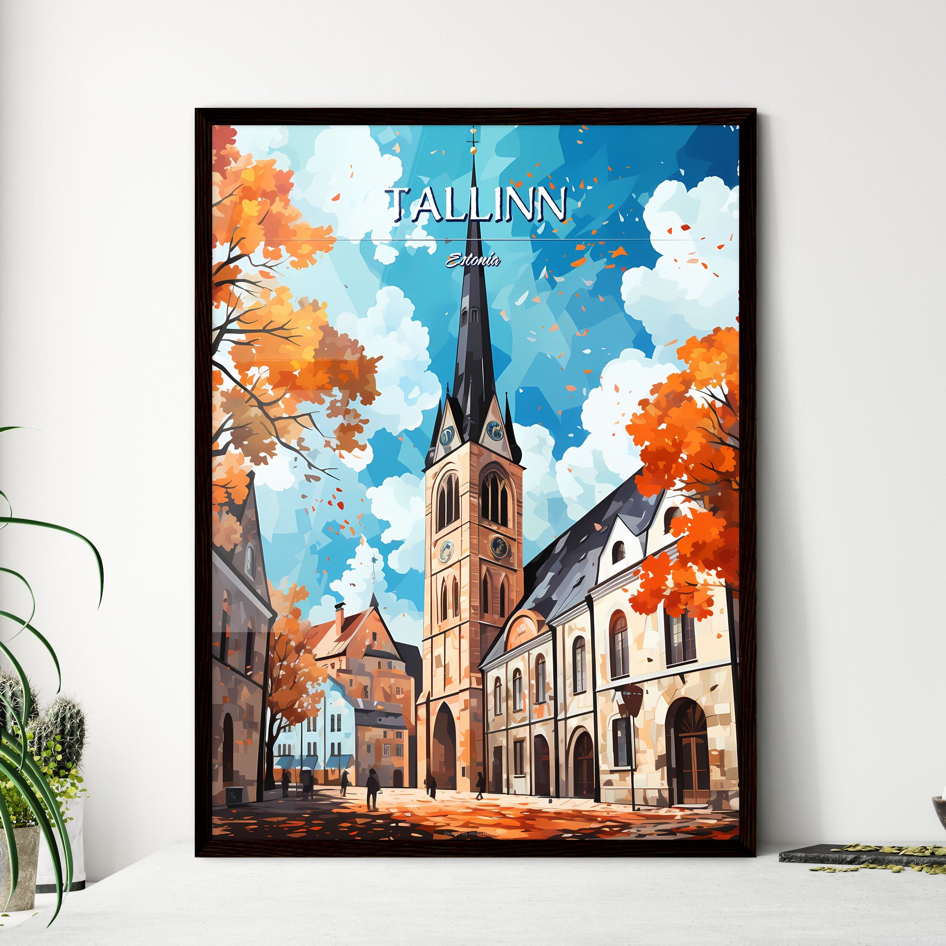 Tallinn, Estonia - Art print of a tunnel with lights and a light in the end Framed Art