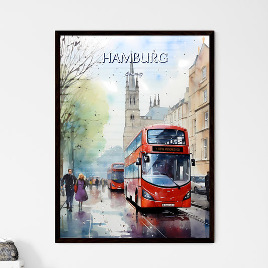 Hamburg, Germany - Art print of a pink clouds and blue lights Framed Art