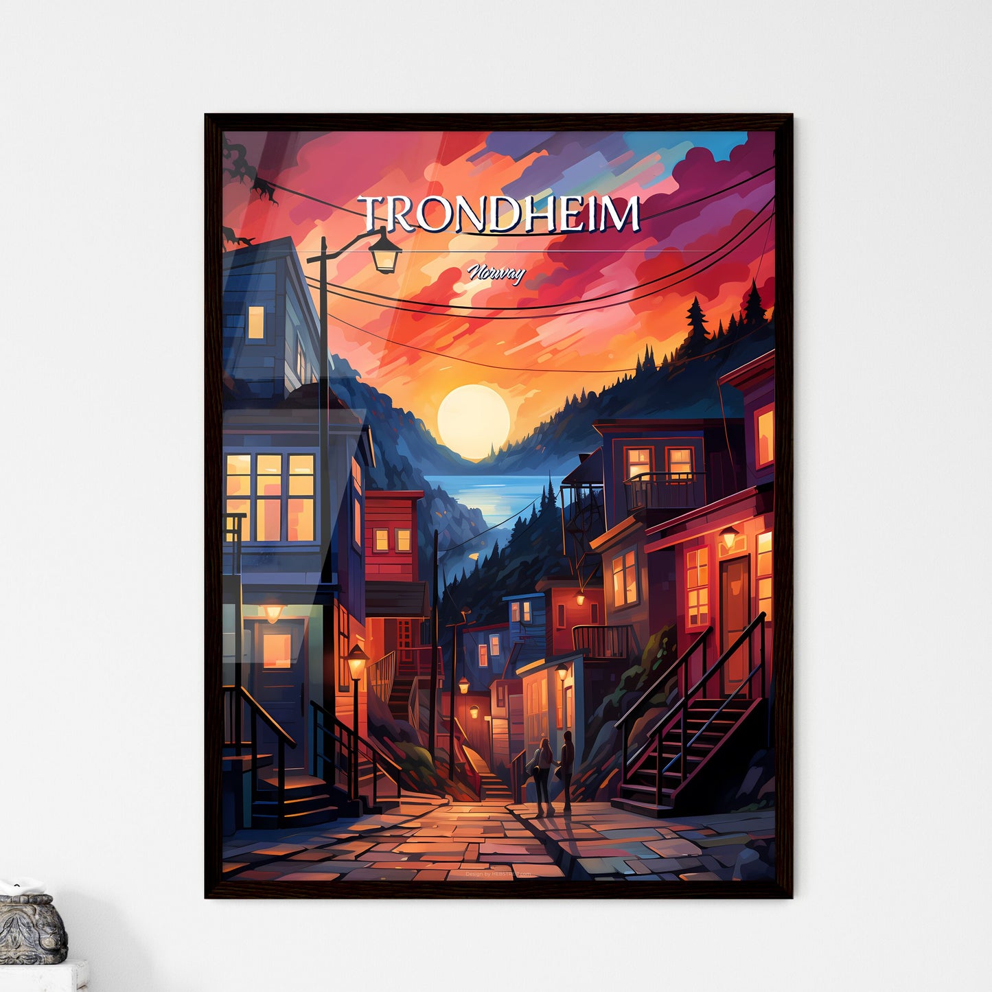 Trondheim, Norway - Art print of a woman in a garment Framed Art