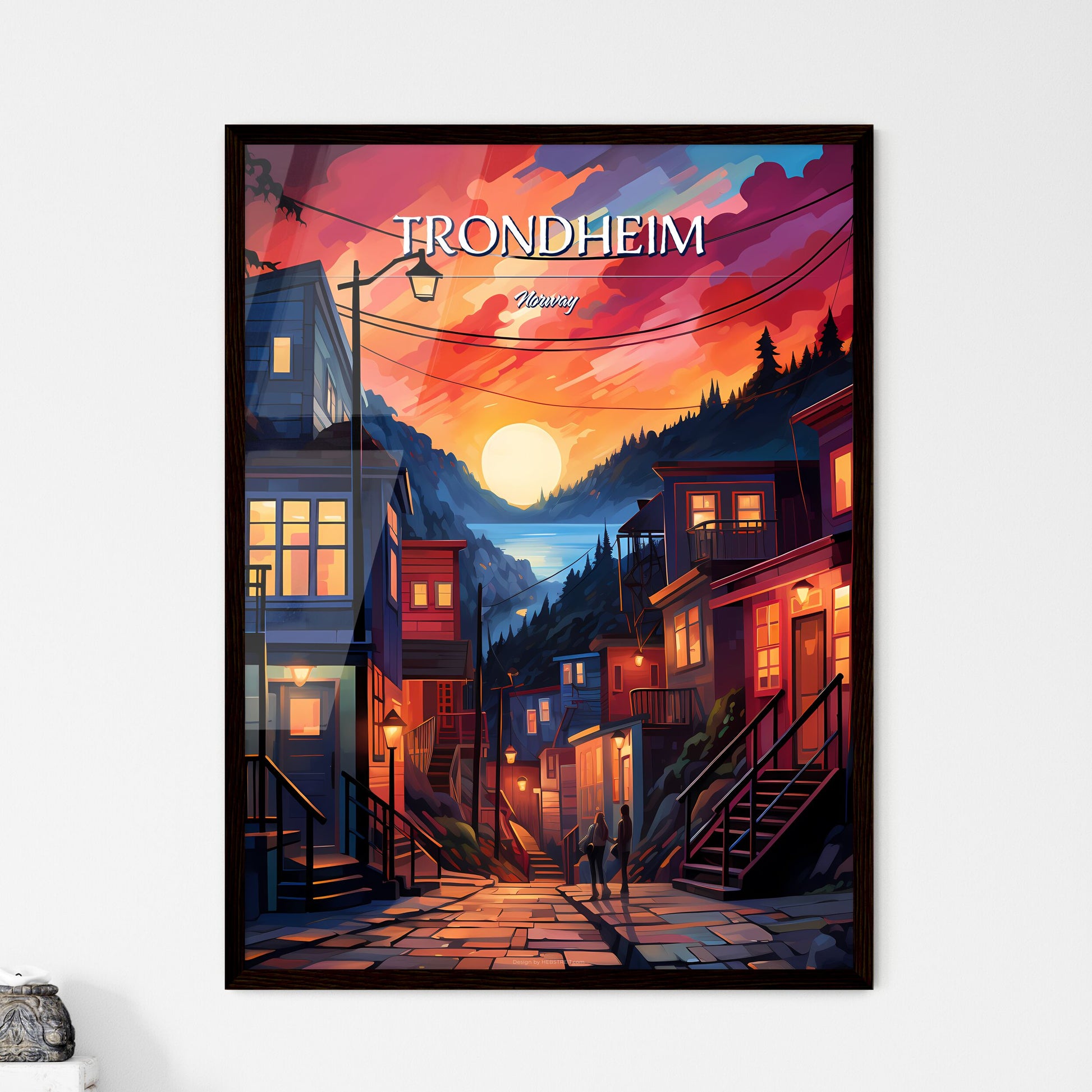 Trondheim, Norway - Art print of a woman in a garment Framed Art