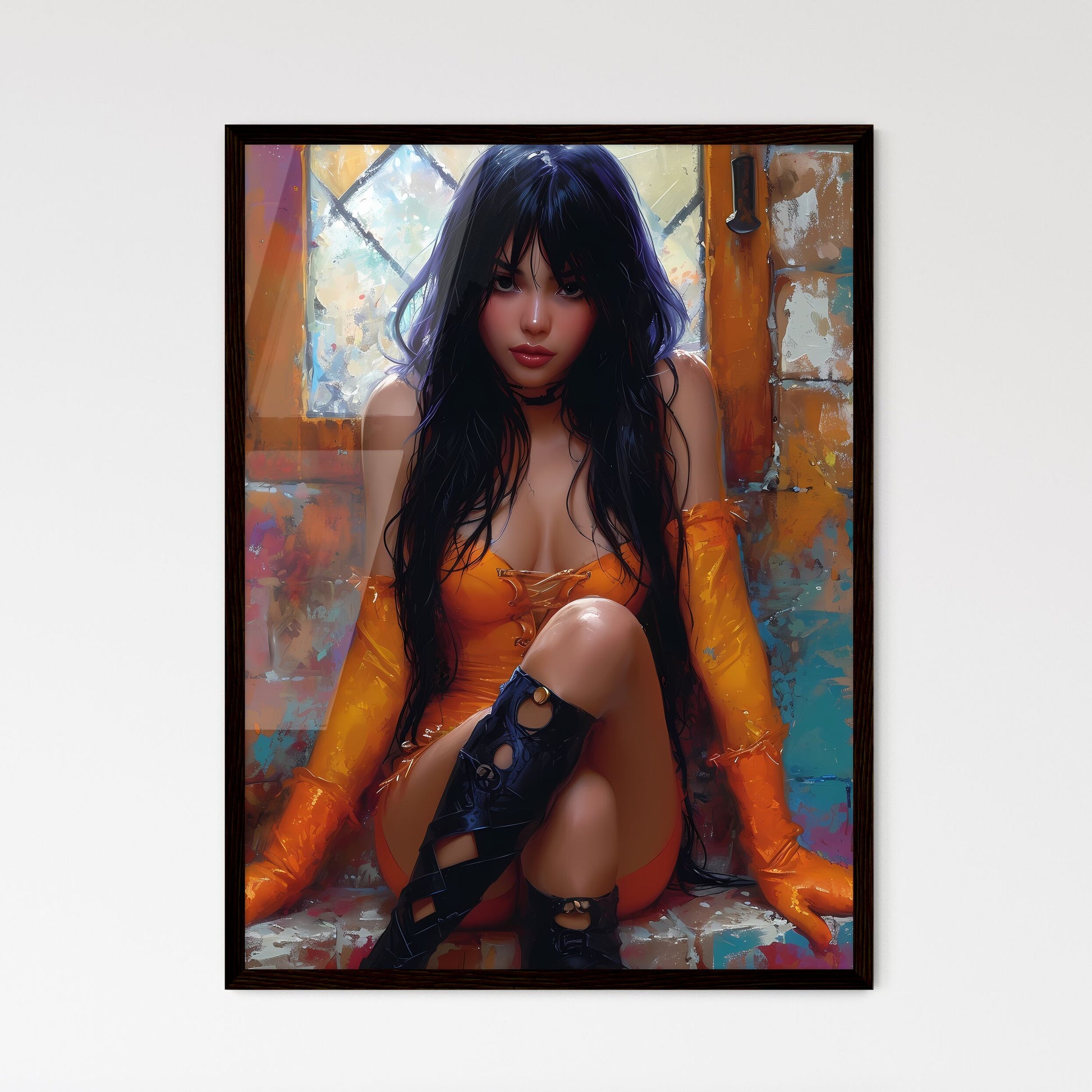 Old comic book style pin up girl - Art print - Framed Art Print