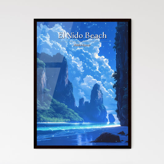 El Nido Beach - Art print of a painting of a vineyard with a lake and mountains Default Title