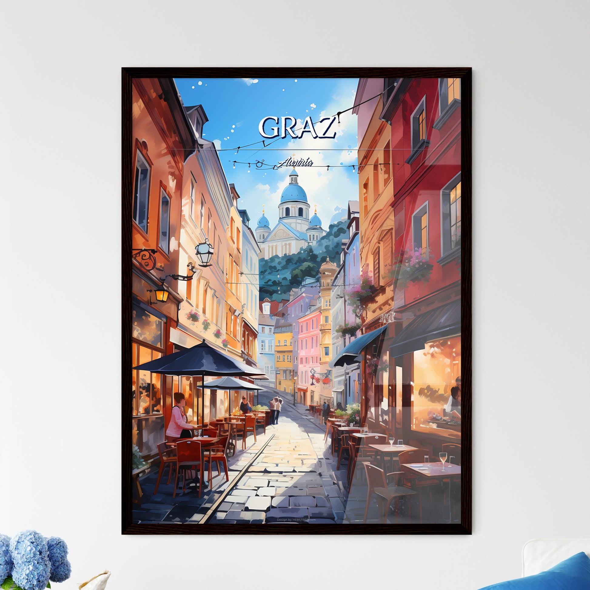 Graz, Austria - Art print of a pink robot hand pointing Framed Art