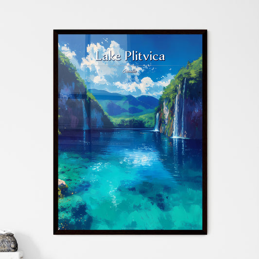 Lake Plitvica, Croatia - Art print of a woman with red bow and freckles Default Title