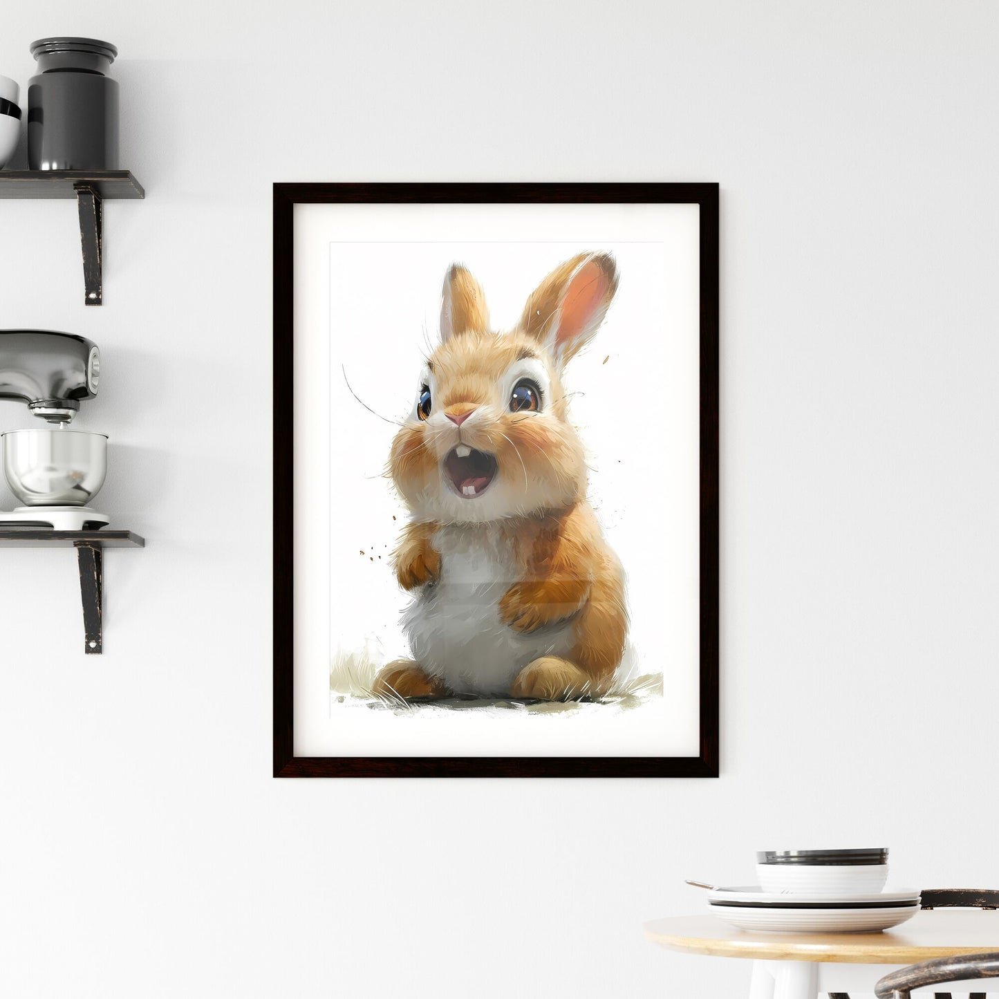 A cute fluffy bunny, watercolor, white background - Art print of a beach with trees and water Default Title