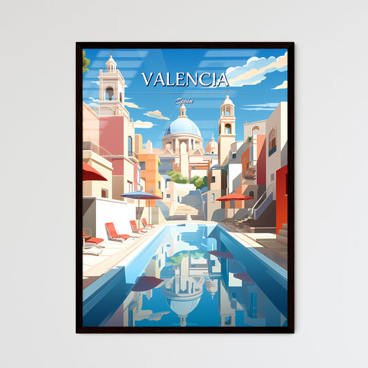 Valencia, Spain - Art print of a woman with her arms up in the air with a crowd of people Framed Art