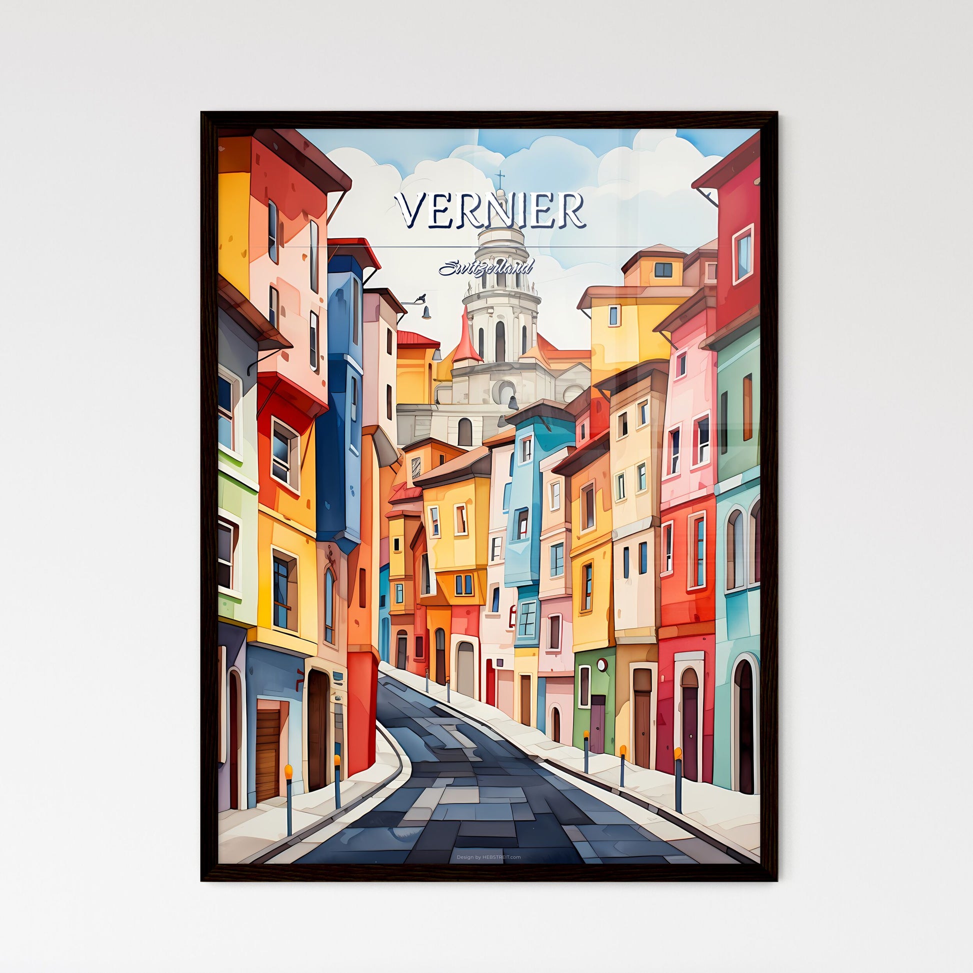 Vernier, Switzerland - Art print of a colorful lights in the air Framed Art