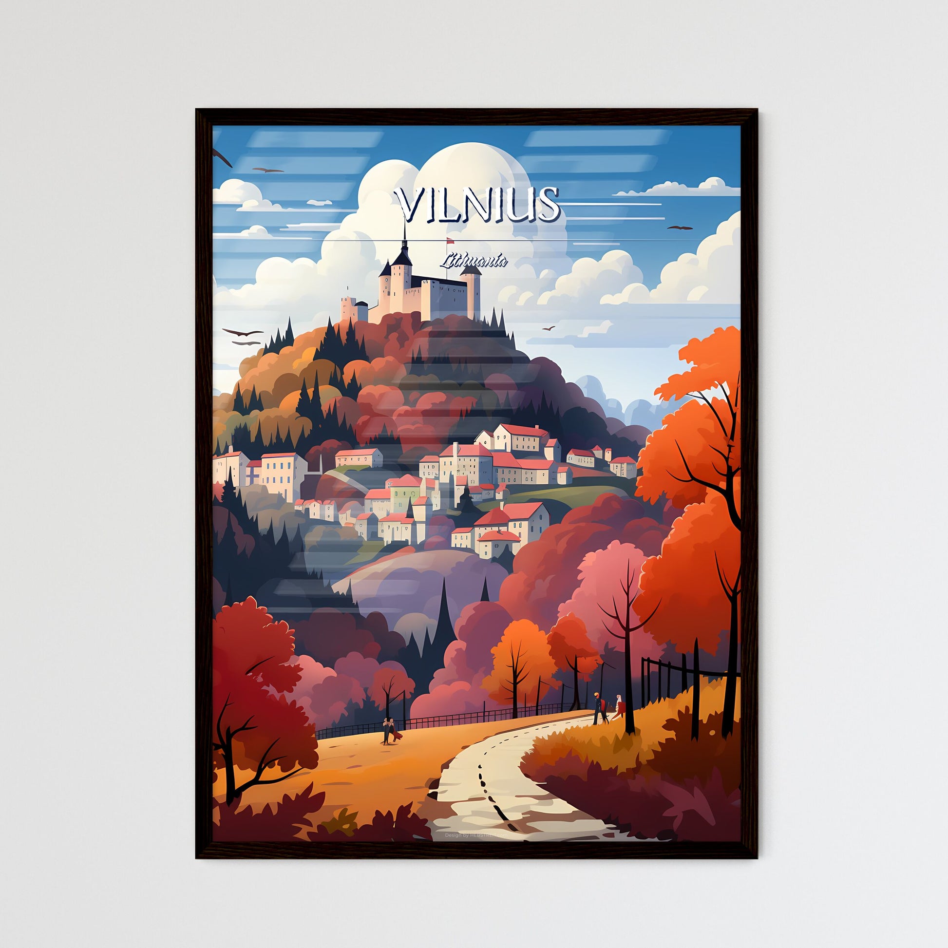 Vilnius, Lithuania - Art print of a woman with long black hair Framed Art