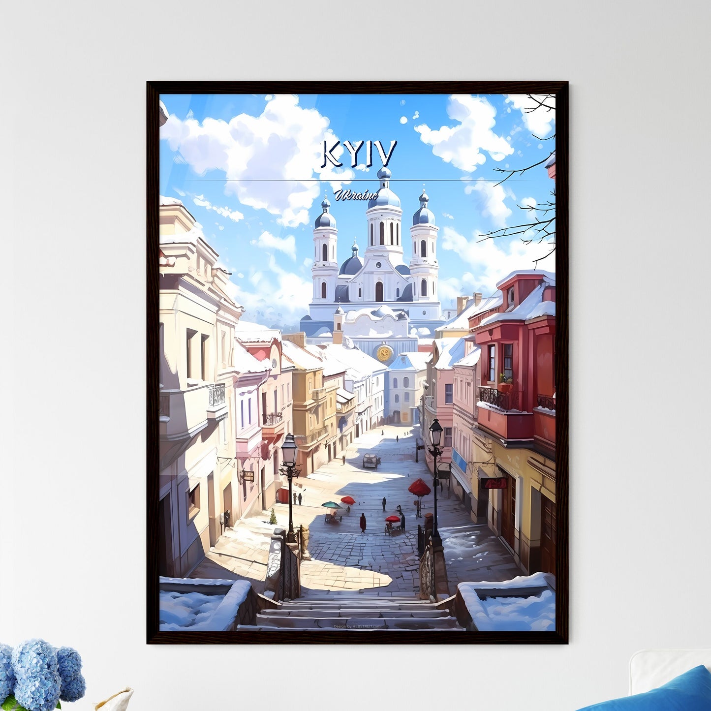 Kyiv, Ukraine - Art print of a waterfall in a lake Framed Art