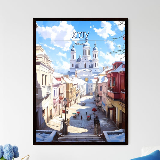 Kyiv, Ukraine - Art print of a waterfall in a lake Framed Art