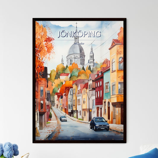 Jönköping, Sweden, - Art print of a diagram of different colored cubes and a pie chart Framed Art