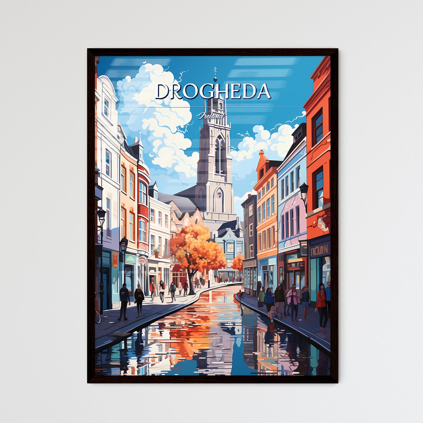 Drogheda, Ireland - Art print of a building with a colorful tiled walkway Framed Art