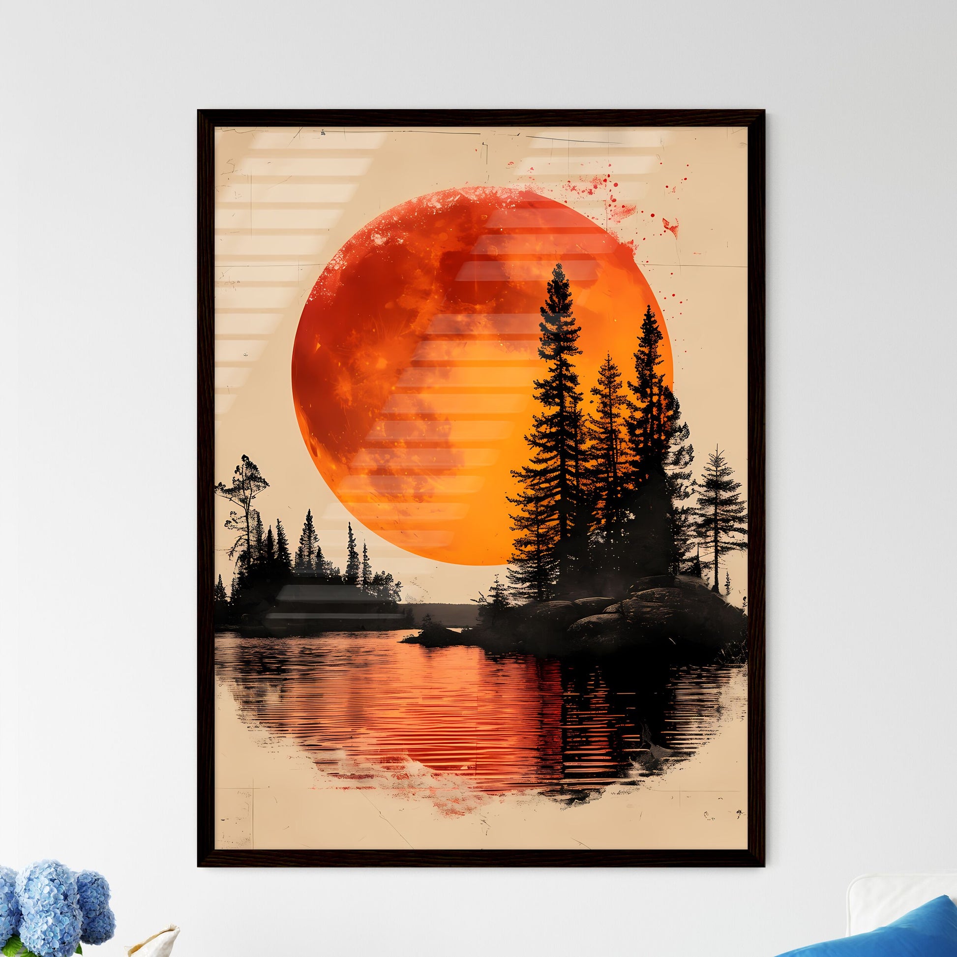 Watercolor tilable paper with christmas tree - Framed Art Print